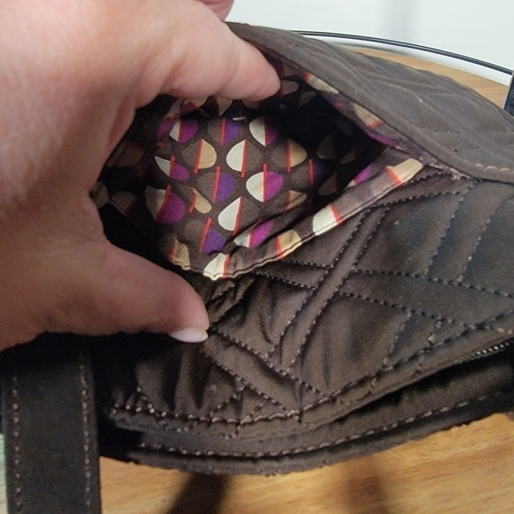 Vera Bradley Espresso Hipster Double zip Crossbody bag purse brown - Picture 6 of 16